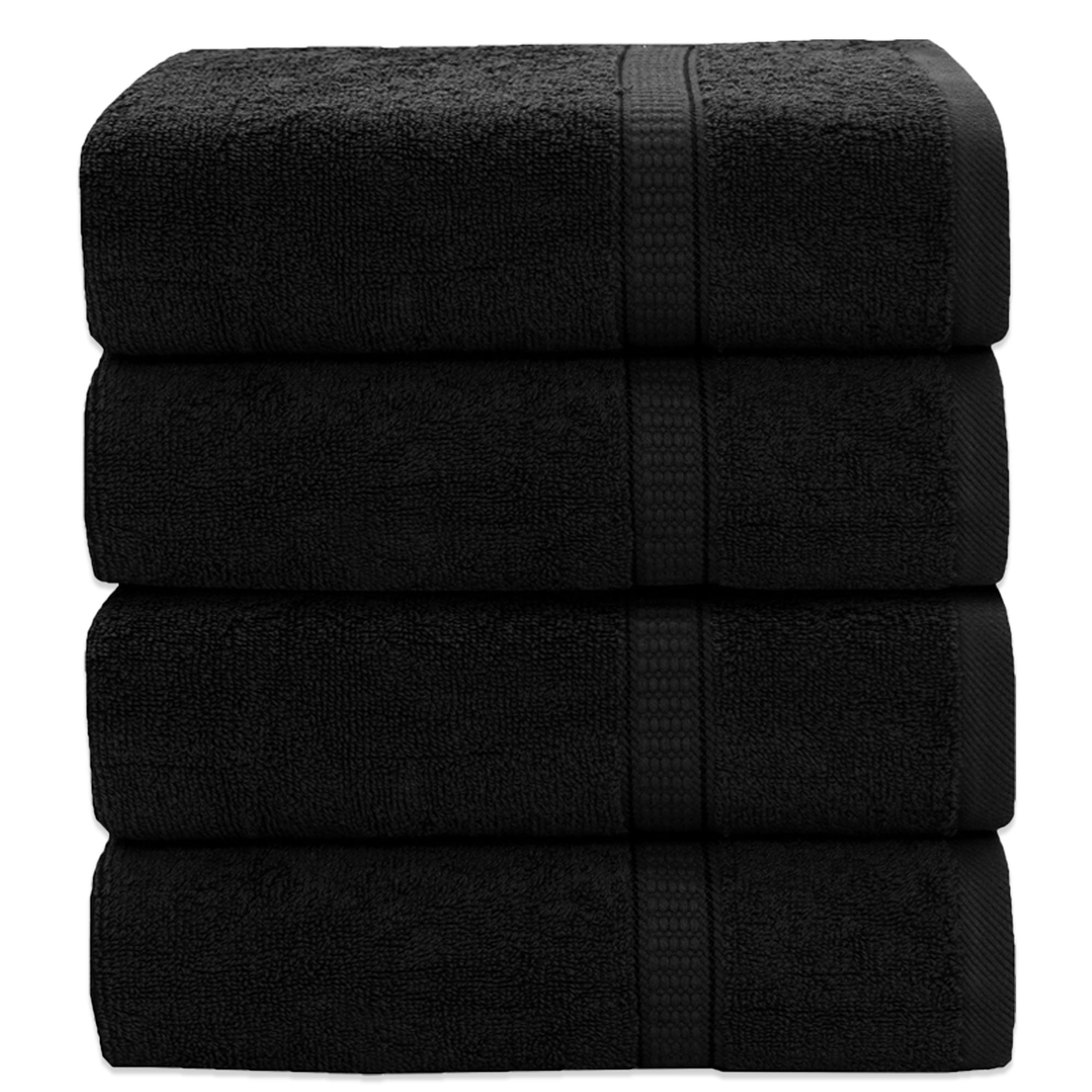 Gold Textiles Premium Black Hand Towels for Bathroom Ring Spun Cotton 4 Pack, 16x30 inches