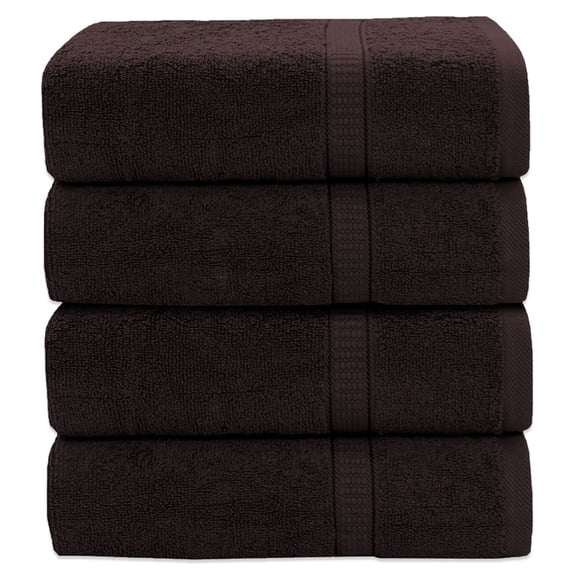 Gold Textiles Premium Brown Hand Towels Ring Spun Cotton 4 Pack 16x30 inches for Hotel, Salon Towels