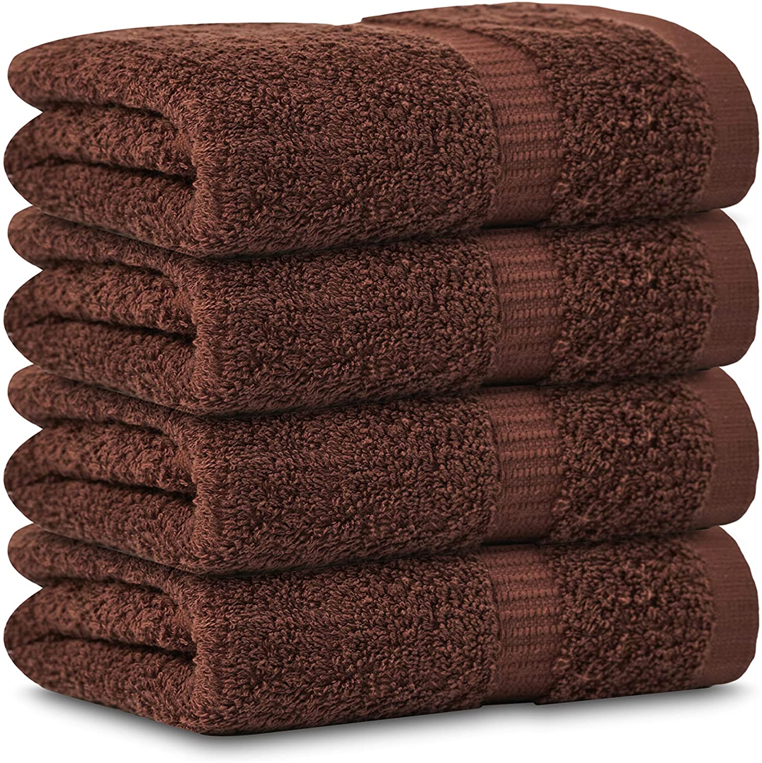 Gold Textiles Premium Brown Hand Towels Ring Spun Cotton 4 Pack 16x30