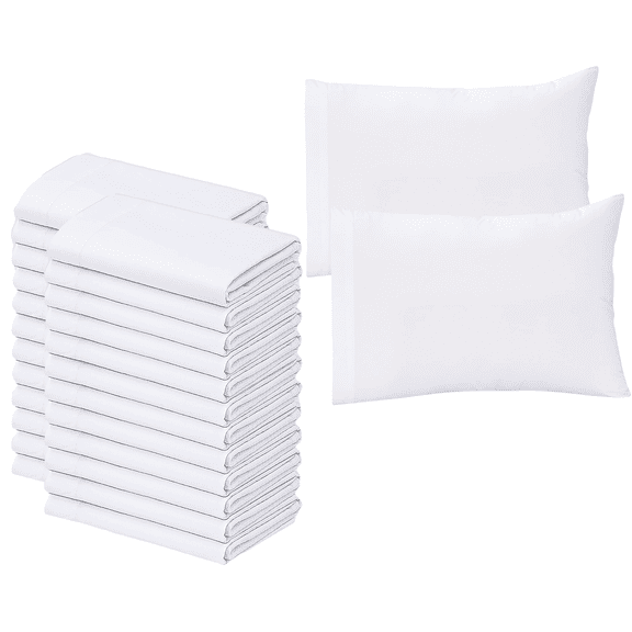 Gold Textiles Queen Size Polycotton Pillowcases Bulk Pack of 24 White T200 21''x36'' Ideal use in Hotels