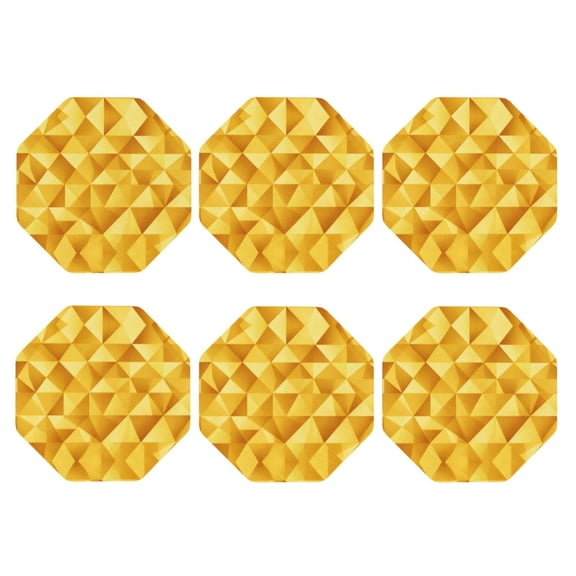 Gold Texture Glitter Leather Drinks Coasters Suitable for Various Cups Set of 6 Octagon
