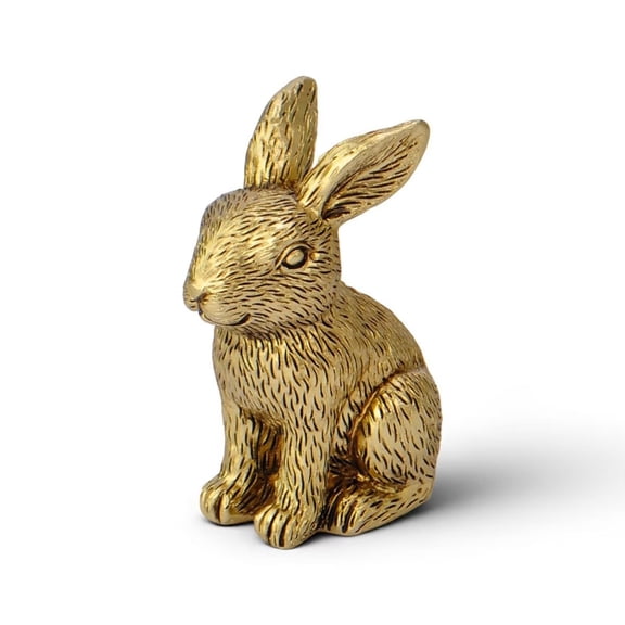 Gold Textured Resin Bunny Figurine | Small Sitting Rabbit Statue for Easter, Home & Garden Decor | 10cm/4in