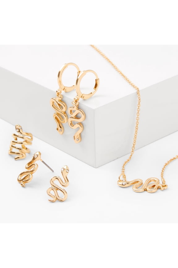 Gold Textured Snake Jewelry Set - 4 Pack
