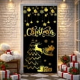 thumbnail image 1 of Gold Theme Christmas Banner Black Background Xmas Banner Snowflake Design Star Pattern Holiday Banner for Christmas Party Holiday Celebration Home Decoration, 1 of 9