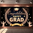 thumbnail image 1 of Gold Theme Graduation Banner Laurel Wreath Decor Happy Grad Display Firework Pattern Star Elements Grad Photo Backdrop for Graduation Ceremony Grad Party Photo Shoot, 1 of 8