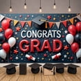 thumbnail image 1 of Gold Theme Graduation Banner Pink White Balloons Grad Party Backdrop Star Decor Graduation Cap Design Graduation Background for Graduation Party College Graduation Photo Shoot, 1 of 9