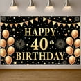 thumbnail image 1 of Gold Theme Happy 40th Birthday Banner Golden Balloons 40th Birthday Display Star Pattern Heart Design Milestone Birthday Backdrop for 40th Birthday Party Adult Celebration Indoor Decoration, 1 of 9