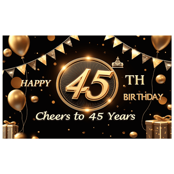 Gold Theme Happy Birthday Banner Balloon Decoration Celebration Banner for Adult Birthday Indoor Decoration Party Background