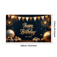 thumbnail image 1 of Gold Theme Happy Birthday Banner Decorative Fireworks Balloon Design Celebration Backdrop Durable for Birthday Party Indoor Decoration Holiday Celebration, 1 of 7