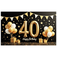 thumbnail image 1 of Gold Theme Party Decoration 40th Birthday Banner Colorful Balloons Birthday Party Decoration for Celebration Event Party Background, 1 of 9