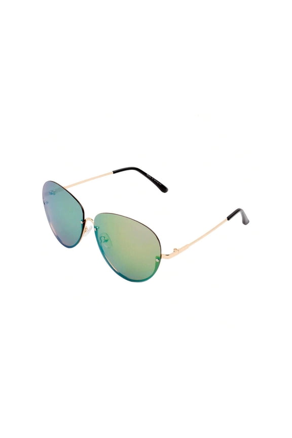 Gold Thin Frame Oval Sunglasses - Green-Blue Gradient Lens UV Protection Fashion Casual Eyewear