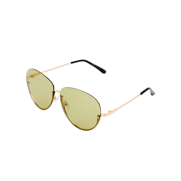 Gold Thin Frame Oval Sunglasses - Light Green Lens UV Protection Fresh Casual Eyewear