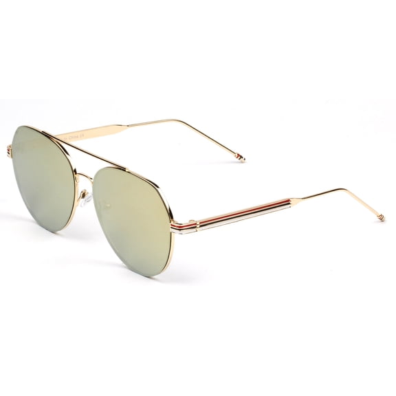 Gold Thin Frame Round Sunglasses - Light Green Lens UV Protection Fresh Casual Eyewear