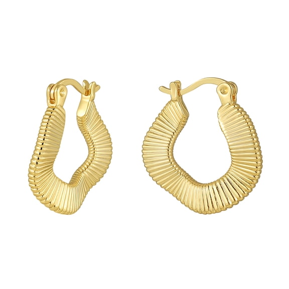 Gold Threaded Hoop Earrings Irregular Hoops Gold Plated Earrings for Women Jewelry Gift for Her