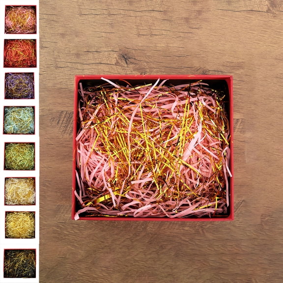 Gold Threaded Paper Shreds Raffia Gift Box Filler for Wedding Favors and Party Decorations