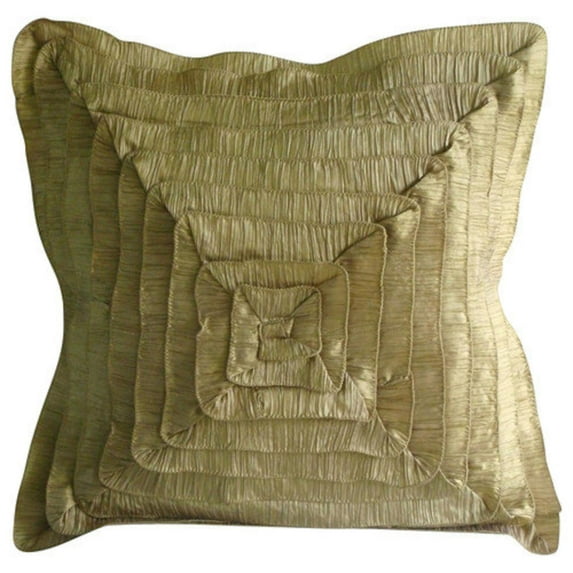 Gold Throw Pillow Cover, Contemporary Solid Pillow Cover, 12x12 inch (30x30 cm) Throw Pillow Cover, Polyester Crushed Silk Throw Pillow Cover, Vintage Frills - Vintage Gold Frills