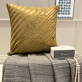 thumbnail image 1 of Gold Throw Pillow Cover Couch, Metallic Stripes Textured Pintucks Pillow Cover, 20x20 inch (50x50 cm) Pillow Case, Striped Cushion Cover, Square, Modern Style - Unfolding Gold Copper, 1 of 10