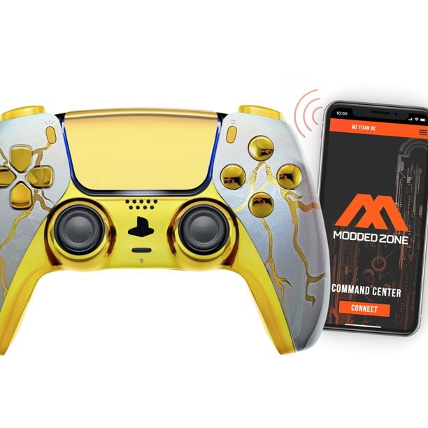 "Gold Thunder" SMART Rapid Fire Custom Modded Controller compatible with PS5  COD FPS games more
