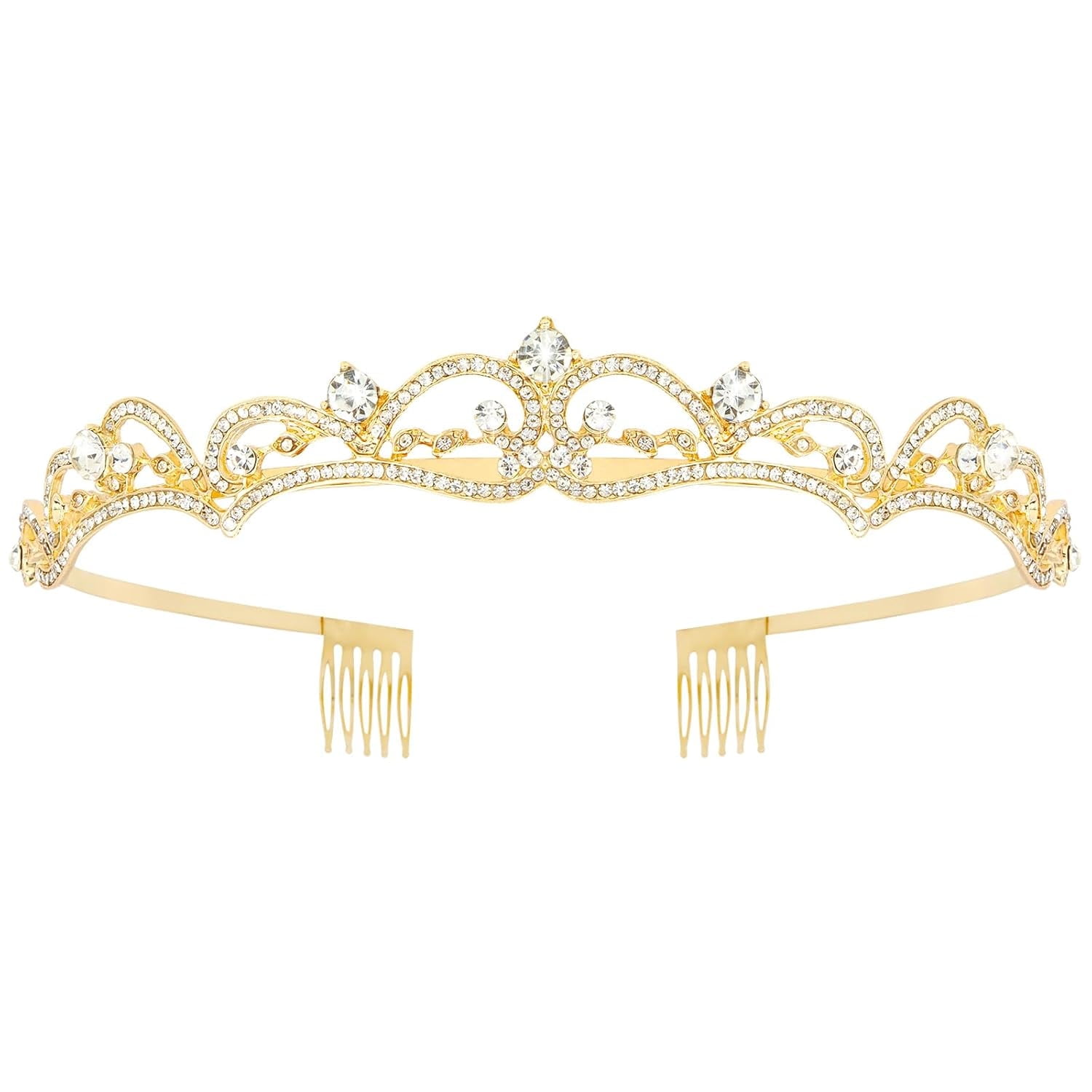 Gold Tiara Rhinestone Princess Crown Hair Accessories for Women Girls Party Prom Birthday 6.69 4.72in