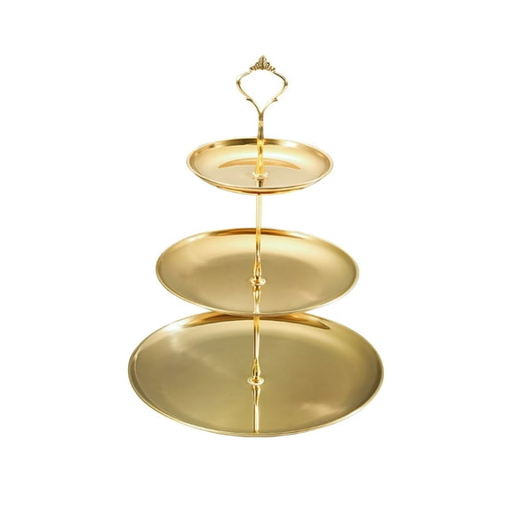 Gold Tiered Jewelry Snack Tray Metal Storage Tray Organizer Stand For Dresser Bathroom Vanity 3 Tier Decorative Display For Rings Earrings Keys Makeup Office Supplies