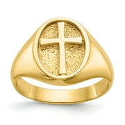 Gold Time 14K Solid Yellow Gold Eternal Life Cross Ring - Size 7