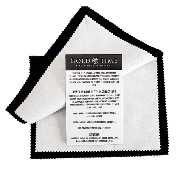 Gold Time Premium Jewelry Cleaning Care Cloth for Gold, Silver, Precious Metals and Gems - Buff, Polish, Clean - Non Toxic - Travel Friendly - Environmentally Friendly Cleaners