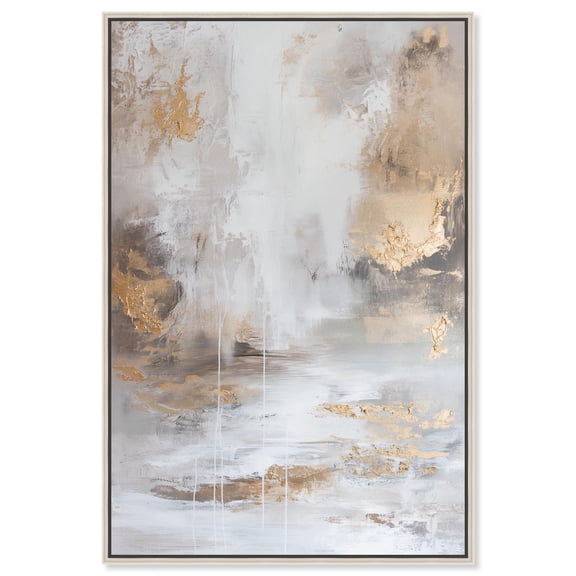 Gold-Tinted Cream Elegance Canvas Print Boho Wall Decor by Art Remedy, Silver Frame, 10 x 15