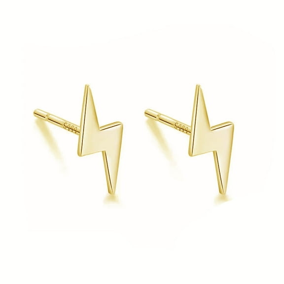 Gold Tiny Lightning Bolt Stud Earrings for Women 925 Sterling Silver Cartilage Tragus Sleeper Small Studs