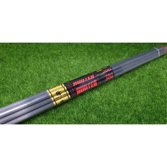 Gold Tip Hunter 300 Raw Unfletched Shafts w/ Inserts/Knocks, 12 Pack - HUN300S