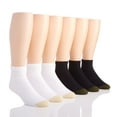 thumbnail image 1 of Gold Toe Adult Men's 656P Cushioned Cotton Quarter Socks, 6 Pack (Black/White Assorted Extended), 1 of 4