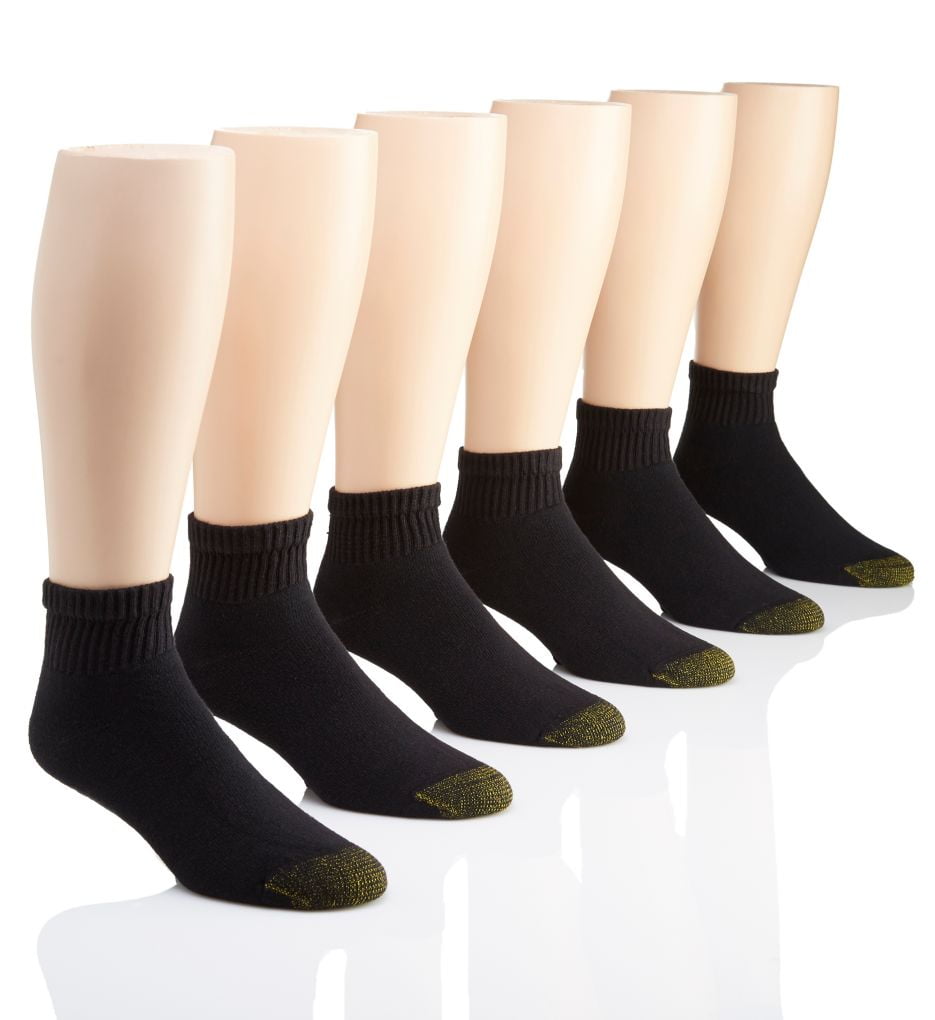 Gold Toe Men's Cushioned Cotton Quarter Socks, 6 Pack, Moisture