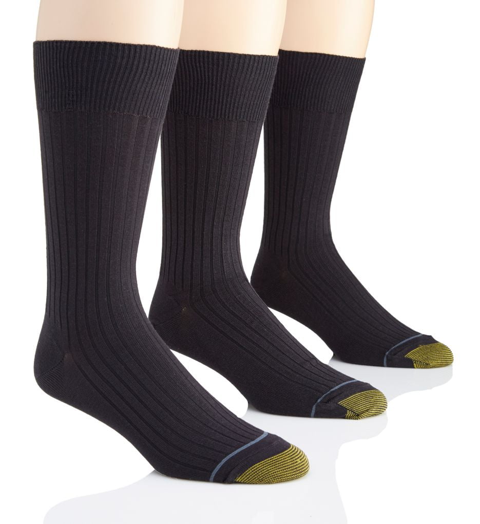 Gold Toe Adult Men's Canterbury Ribbed Crew Dress Socks, OS One Size, 3 ...