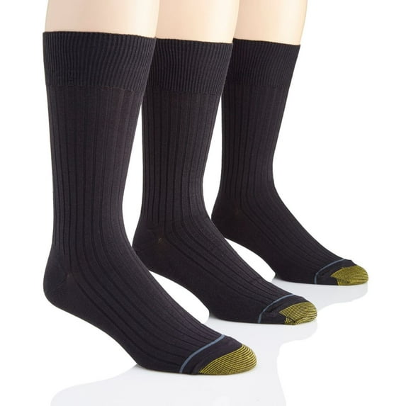Gold Toe Adult Men's Canterbury Ribbed Crew Dress Socks, OS One Size, 3 Pack