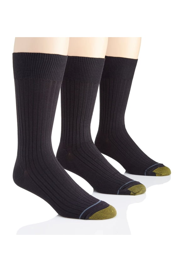 Gold Toe Adult Men's Canterbury Ribbed Crew Dress Socks, OS One Size, 3 Pack