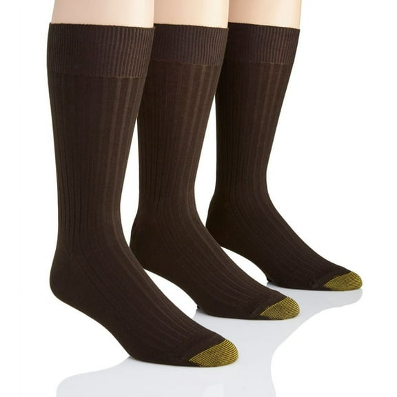 Gold Toe Adult Men's Canterbury Ribbed Crew Dress Socks, OS One Size, 3 Pack