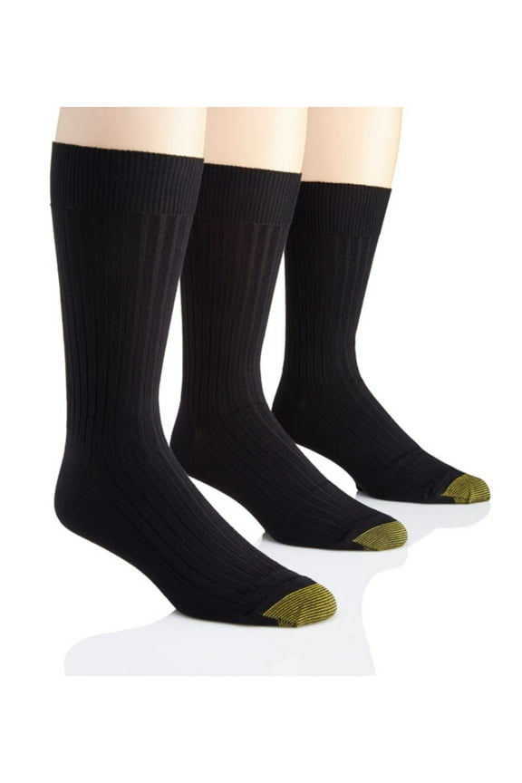 Gold Toe Adult Men's Canterbury Ribbed Crew Dress Socks, OS One Size, 3 Pack