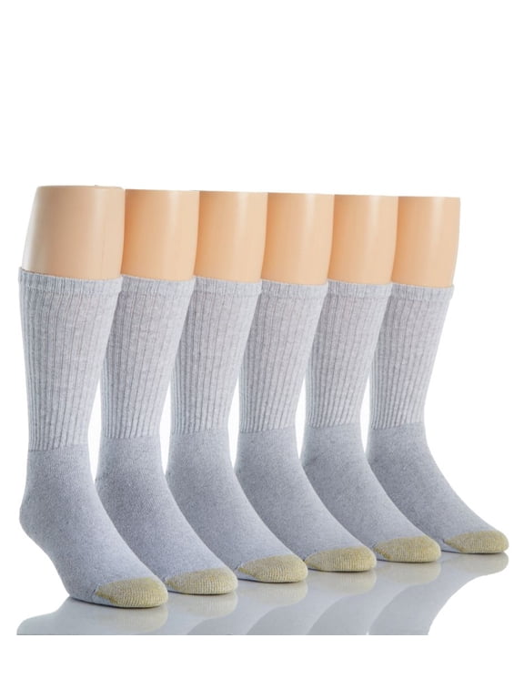 Gold Toe Adult Men's Full Cushion Cotton Crew Casual Socks, 6 Pack