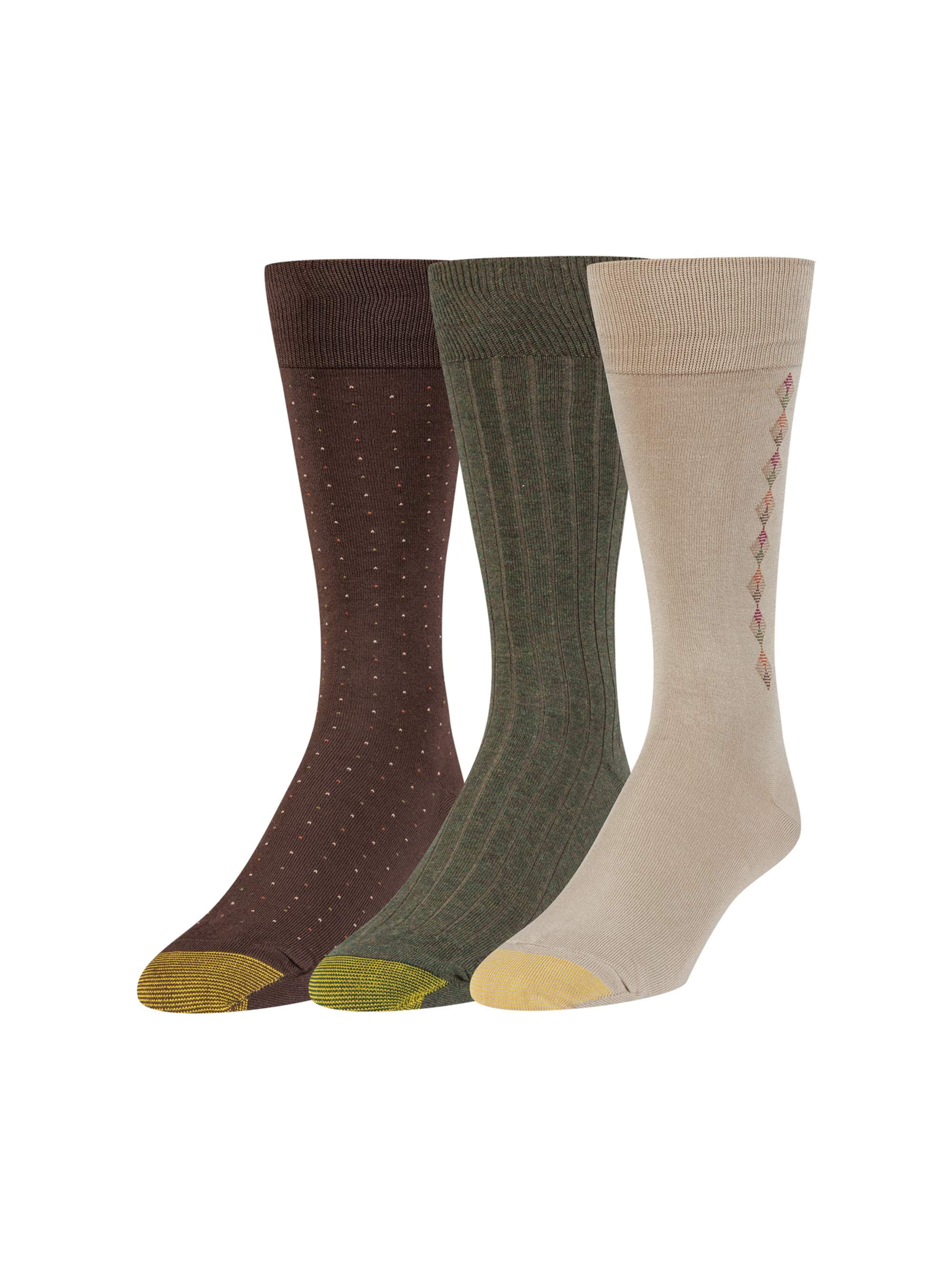 Gold Toe, Adult Mens, 3-Pack Moisture Control Classic Crew Dress Socks, Sizes 10-12