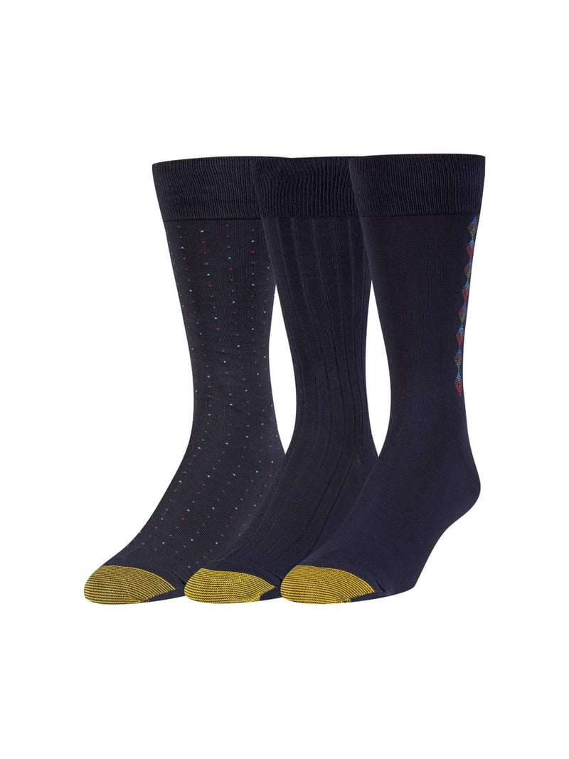 Gold Toe, Adult Mens, 3-Pack Moisture Control Classic Crew Dress Socks,  Sizes 10-12