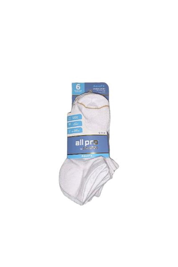 Gold Toe All Pro Womens No Show Socks 6 Pair White AquaFX Moisture Wicking 9-11