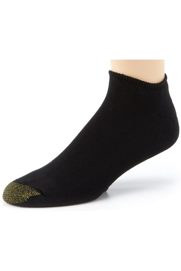 Gold Toe Black Liner Socks - 6-Pack No Show Cotton Blend Breathable Slightly Irregular Mens Liner Socks