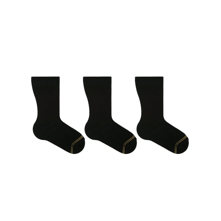 Gold Toe Boys Socks, 3 Pack Wide Rib Dress Formal Crew Socks