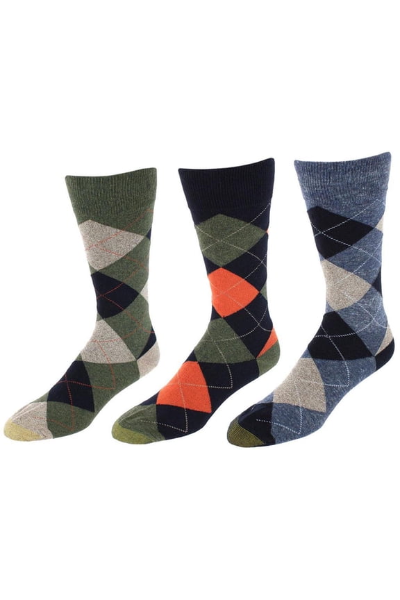 Gold Toe Carlyle Argyle Crew Dress Socks (Pack of 3) (Men)