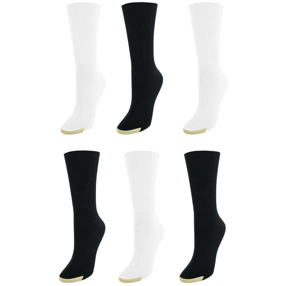 Gold Toe Extended Size Turn Cuff Anklet (6 Pair Pack) (Women)