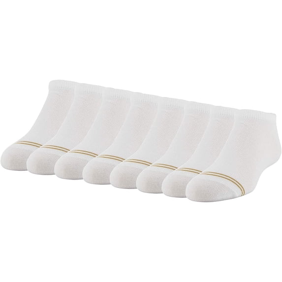 Gold Toe Girls' Little Everyday Liner No Show Socks, 8 Pairs, white, Medium (Shoe Size: 9-3.5)