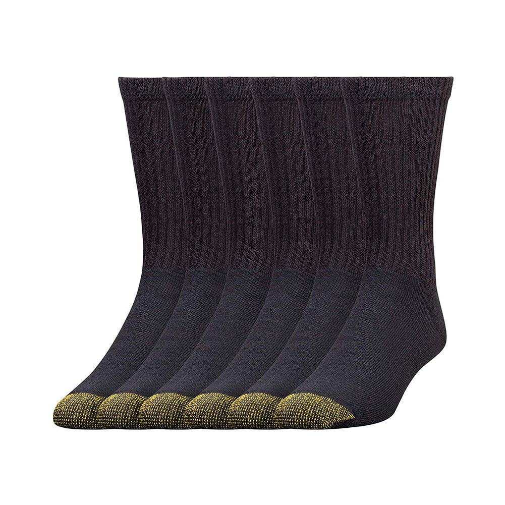 Gold Toe Men's 6 Pack Cotton Athletic Crew Socks Black 1013