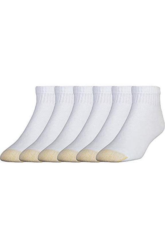 Gold Toe Men's 656p Cotton Quarter Athletic Socks, Multipairs, White (6-Pairs), Large