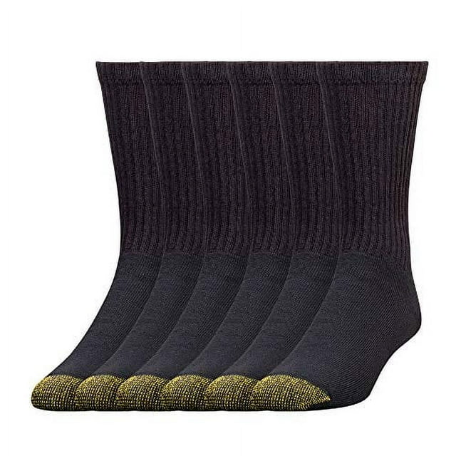 Gold Toe Men's 656s Cotton Crew Athletic Socks, Multipairs, Black (6