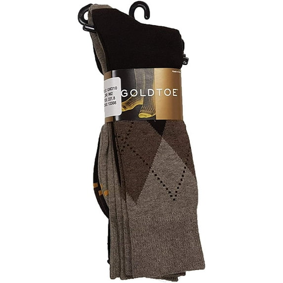 Gold Toe Men's Carlyle Argyle Crew Sock 6-12 2 Pack