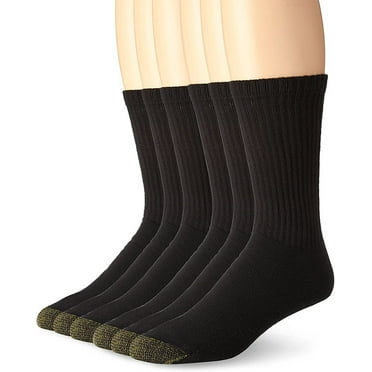 Gold Toe Men's Crew Socks Black 6-Pair Sock Size 10-13 Cotton Blend Slightly Imperfect